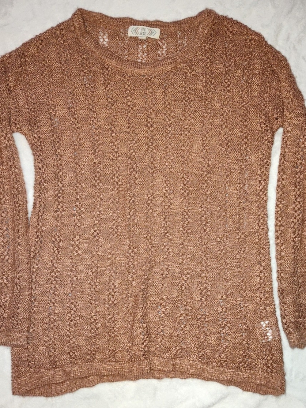 PNK ROSE Open Knit Crewneck Sweater